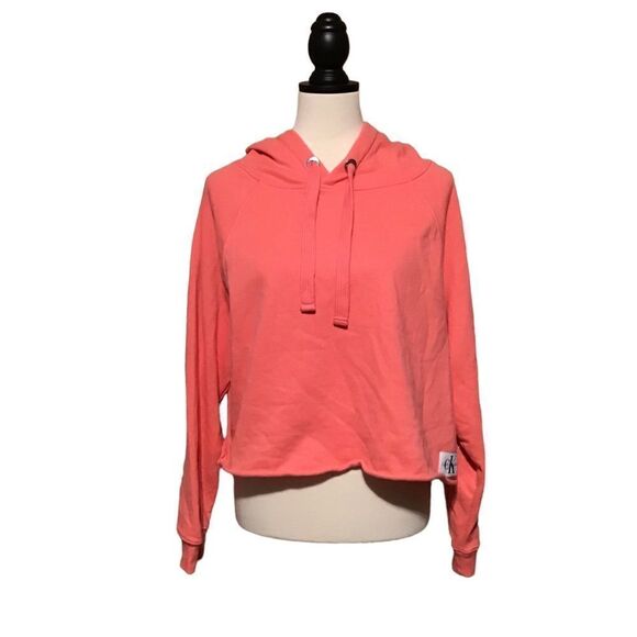 Calvin Klein Jeans Pink Oversized Cropped Hoodie M - Picture 1 of 8